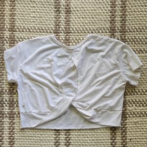 CRZ Yoga White Twist-Back Women's Top MEDIUM